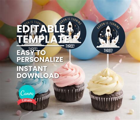 Rocket Ship Cake Topper Printable