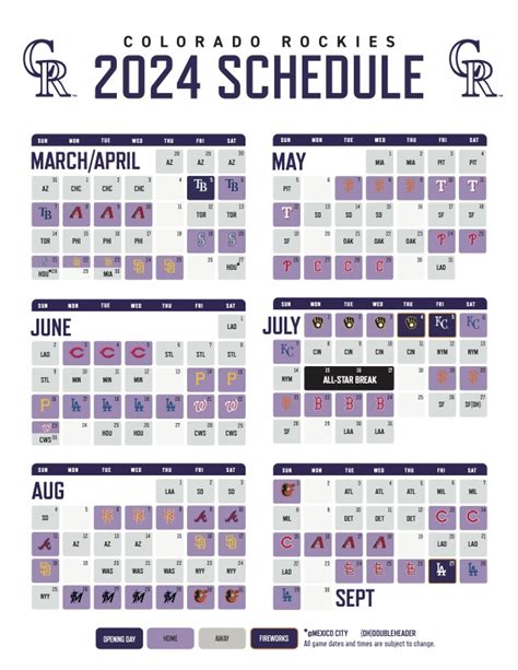 rockies game schedule 2024