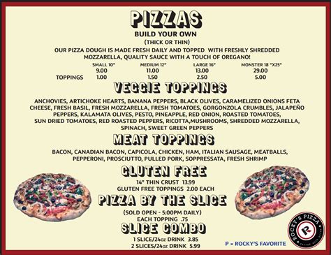 rocky's pizza westchester menu
