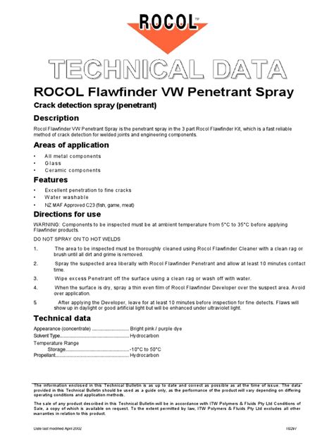 Rocol Flawfinder Instructions