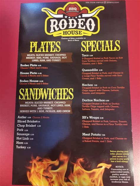 Rodeo House Menu