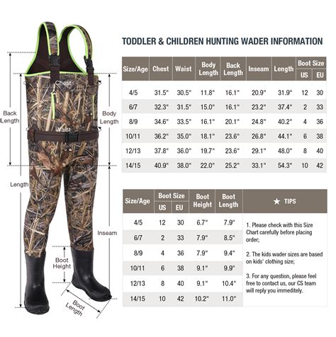 rogers waders size chart