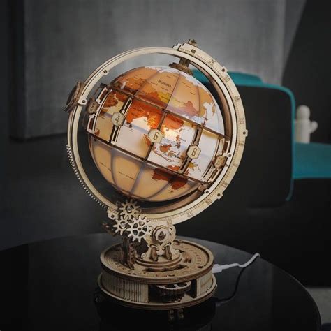 rokr luminous globe 3d wooden model kit