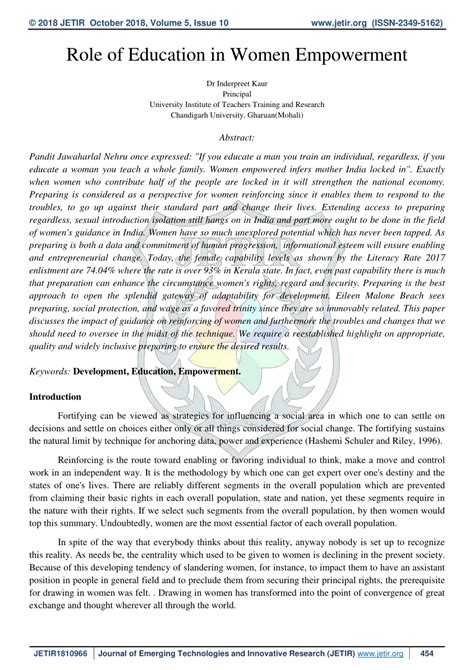 role of education in women's empowerment pdf