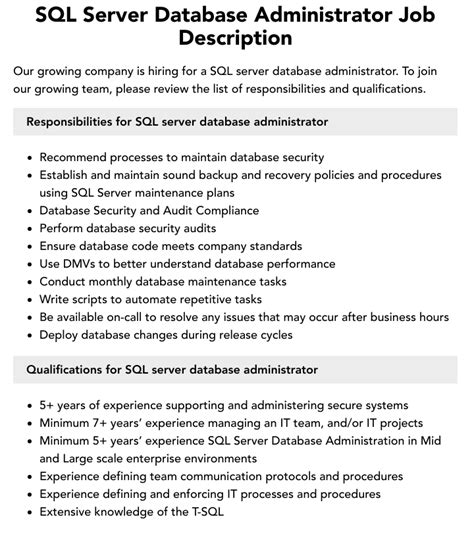 role of sql database administrator