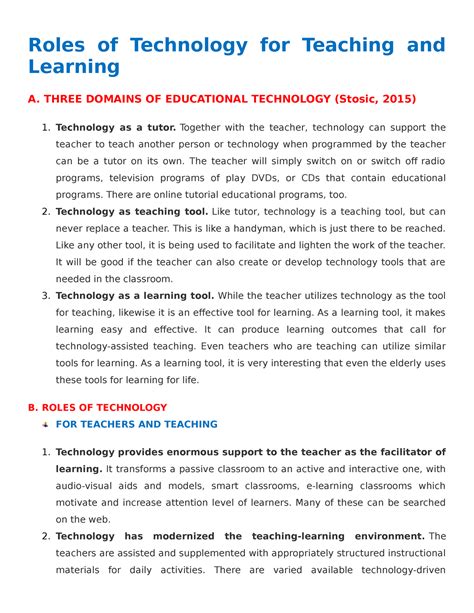 role of technology in teaching and learning pdf