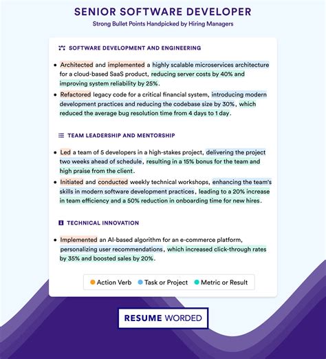 roles and responsibilities of senior software developer in resume