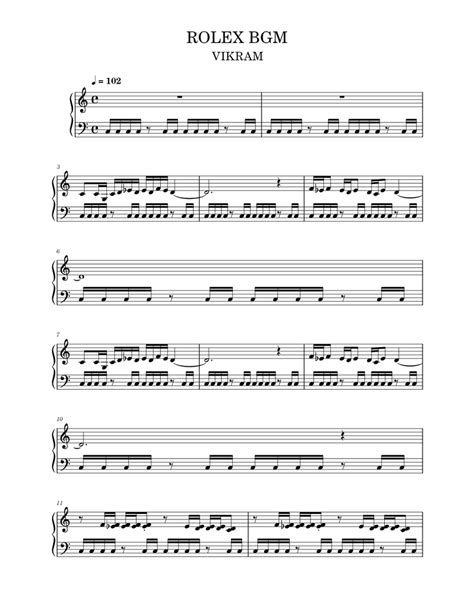 rolex bgm piano notes
