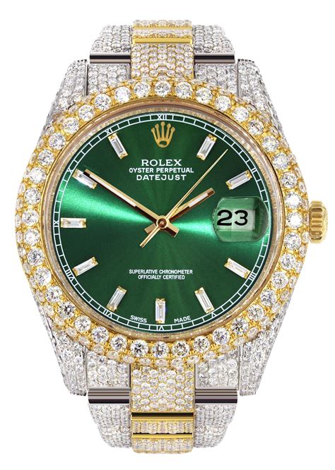 rolex datejust green dial diamonds