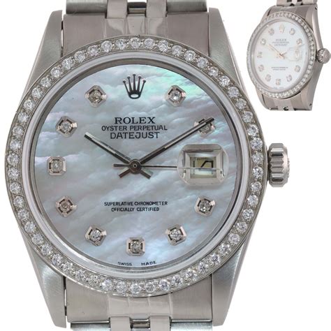 rolex datejust stainless steel with diamonds