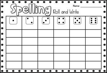 Roll And Write Spelling Word Printable