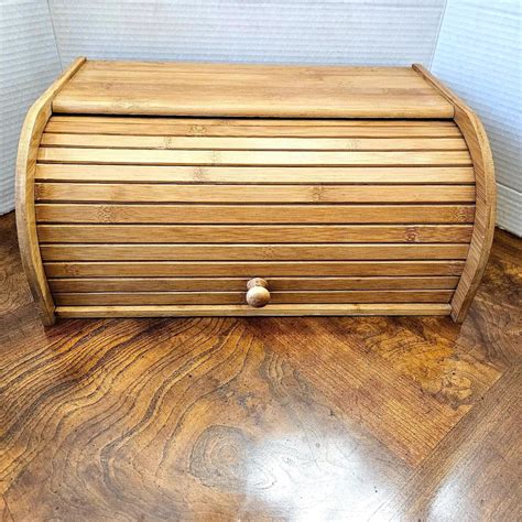 Roll Top Wood Bread Box