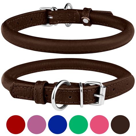 rolled leather dog collar for small dogs