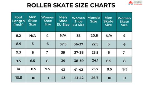 Roller Skate Size Chart Toddler