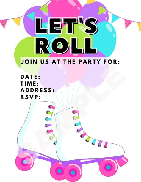 Roller Skating Invites Free Printable