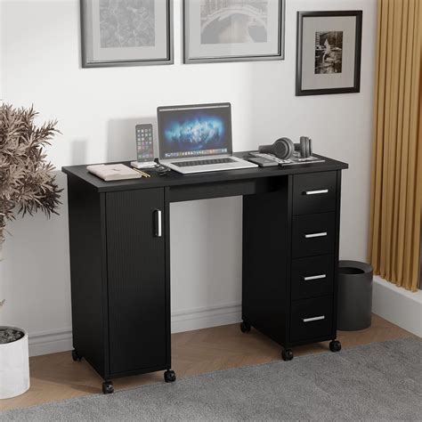 Rolling Computer Desk With Drawers