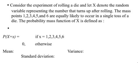 Rolling Die Variance