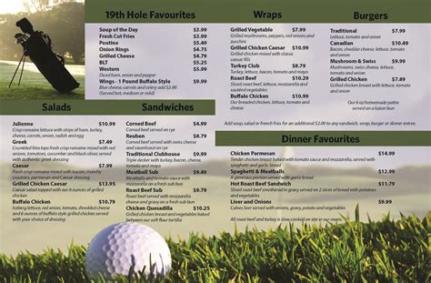 rolling hills golf course menu