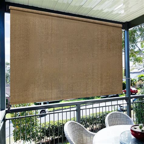 Roller Pull up Outdoor Beige Shades Patio Blinds Deck Sun Screen in