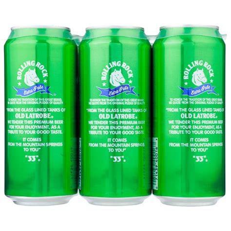 Rolling Rock Extra Pale Premium Beer 12oz Can 6 Pack Beer, Wine