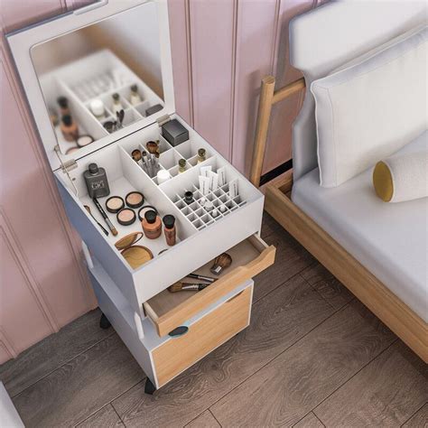 Rolling Vanity Cart With Mirror