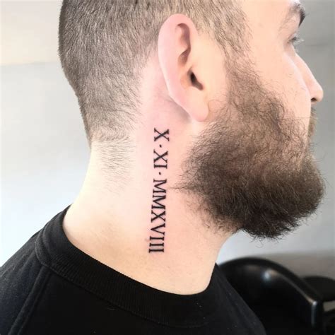 roman numeral tattoo on neck