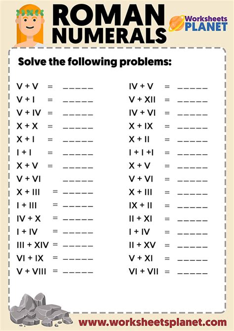 roman numerals activity for grade 6