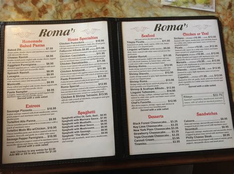 romana restaurant near me menu