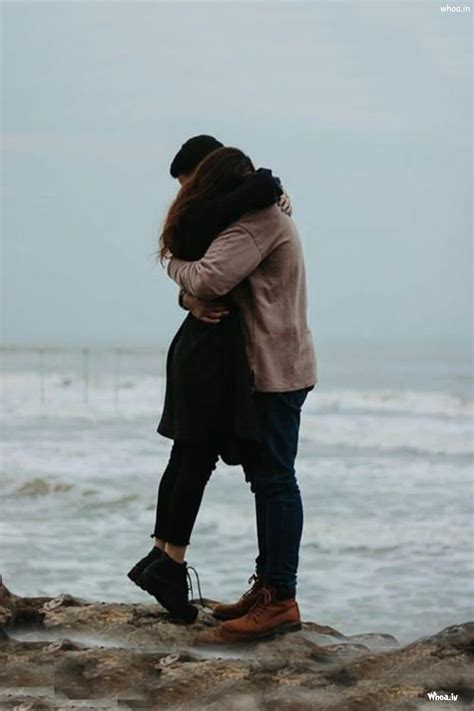 Romance couple hugging
