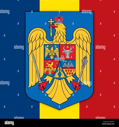 romania flag with coat of arms