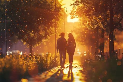 Romantic stroll couple pose