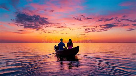 romantic sunset boat