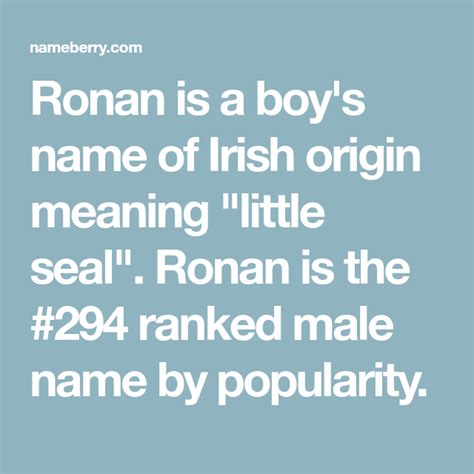 ronan irish name meaning