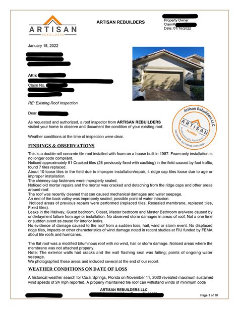 roof inspection report for insurance