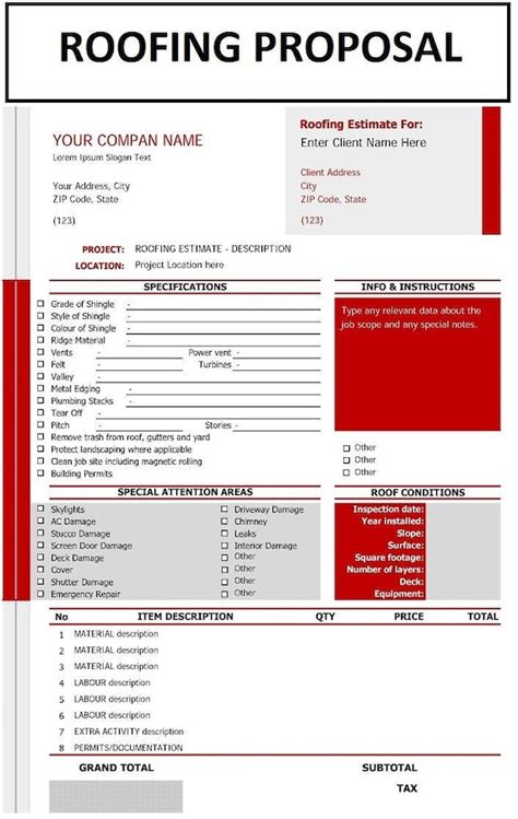 Roofing Proposal Templates PRINTABLE FORM 8.5 by 14 Legal Etsy