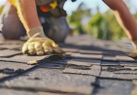 Roofing professional examining damage