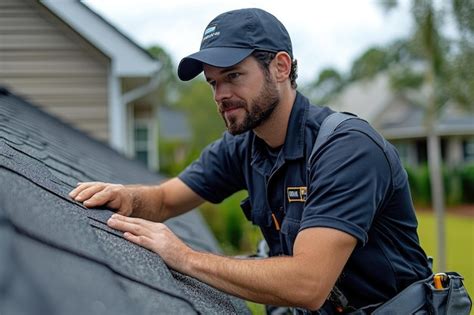 roofing professional inspecting roof damage