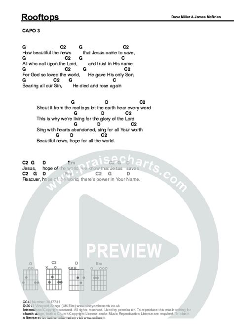 Rooftops Lyrics Chords