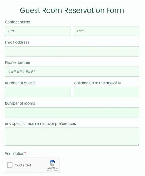 room reservation request form template