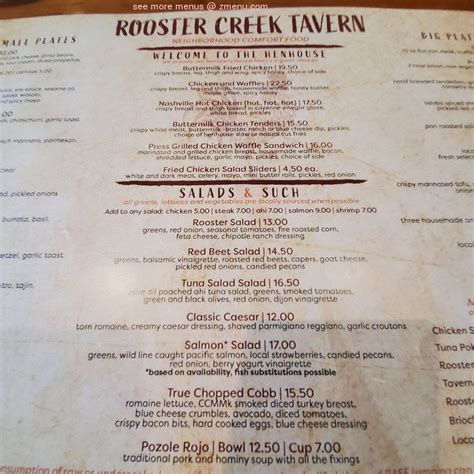 rooster creek tavern menu