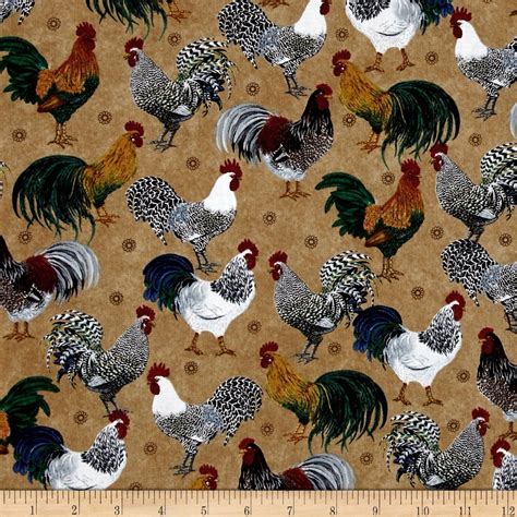 rooster print fabric by the yard
