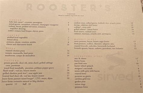 roosters charlotte nc menu
