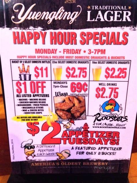 roosters new albany menu