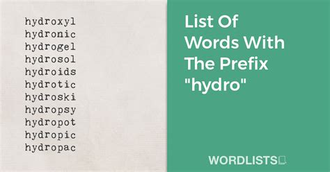 Root Words With Hydro
