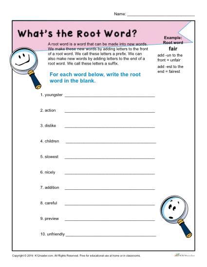 root words worksheet pdf