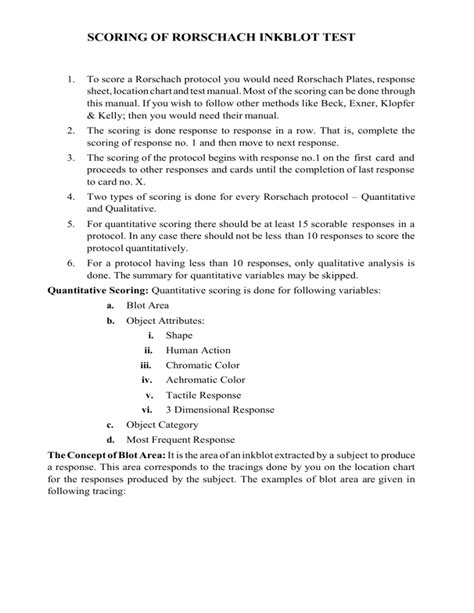 rorschach inkblot test scoring
