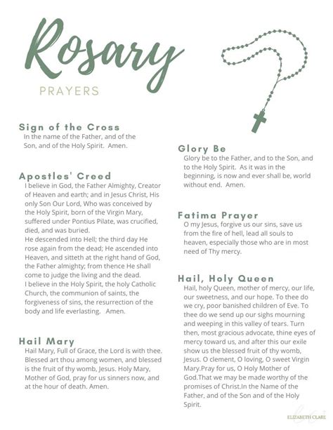 Rosary Printable With Prayers