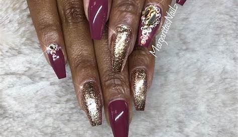 Rose Gold Maroon Coffin Nails Pin By Ayanna Wilson On [1] иαιℓѕ [1] Burgundy