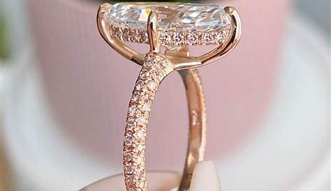 Rose Gold Marquise Engagement Ring Tension Set Cut 3 Stone In 18k