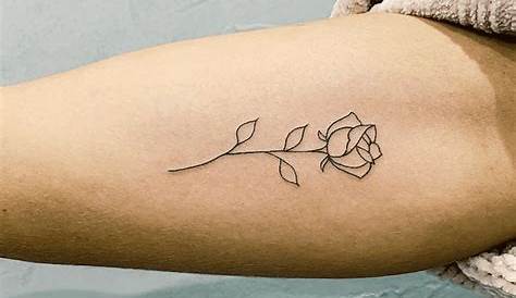 Rose Tattoo Simple Outline Black ,